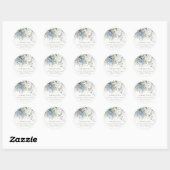 Zacht Blauw Groen Succulent Bloemen Botanisch Adre Ronde Sticker (Vel)