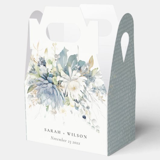 Zacht Blauw Groen Succulent Bloemen Botanische Bru Bedankdoosjes (Geopend)