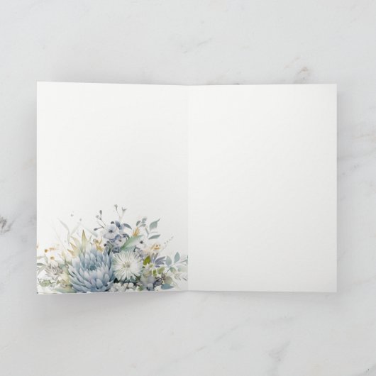 Zacht Blauw Groen Succulent Bloemen Botanische Bru Bedankkaart (Binnen)