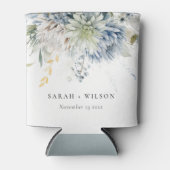 Zacht Blauw Groen Succulent Bloemen Botanische Bru Blikjeskoeler (Voorkant)