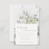 Zacht Blauw Groen Succulent Bloemen Botanische Bru RSVP Kaartje (Voorkant)