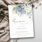 Zacht Blauw Groen Succulent Bloemen Botanische Bru Save The Date