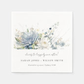 Zacht Blauw Groen Succulent Bloemen Botanische Bru Servet (Voorkant)