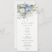 Zacht Blauw Groen Succulent Bloemenbruiloft Progra Kaart (Voorkant)