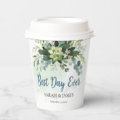 Zacht Blauw Groen Succulent Bruiloft Bloemen Botan Papieren Bekers (Voorkant)