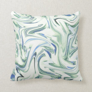 Zacht Blauw Groen Waterverf Swirl Abstract Kussen