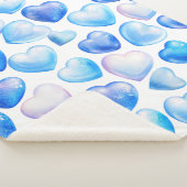 Zacht blauw hart sherpa deken (klein) (3/4)