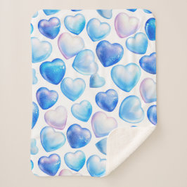 Zacht blauw hart sherpa deken (klein)