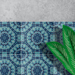 Zacht Blauw Indigo Kaleidoscoop Geometrisch Patroo Tegeltje<br><div class="desc">Deze keramische tegel heeft een betoverend mozaïek geometrisch ontwerp. De ingewikkelde patronen en symmetrische vormen komen samen tot creëer, een visueel opvallend middelpunt. De tegel is versierd met verschillende tinten blauw, variërend van diepe marine tot zacht turquoise. Deze kleuren zijn kunstig gerangschikt om de diepte en de dimensie van het...</div>