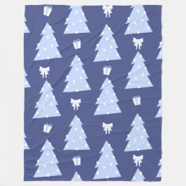 Zacht Blauw Kerstboom en Cadeaupatroon Fleece Deken