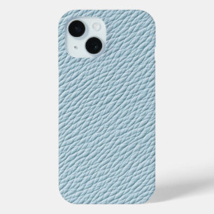 Zacht Blauw Lederen Getextureerde Telefoonhoes iPhone 15 Case