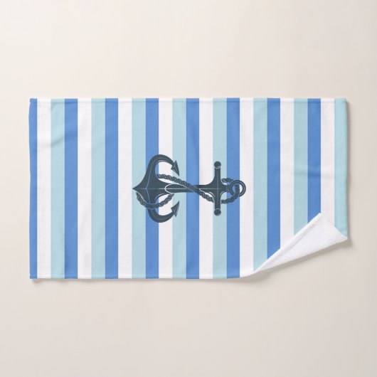 Zacht blauw, marineanker bad handdoek (Handdoek)