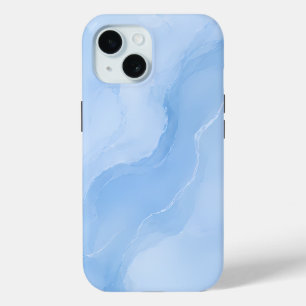 Zacht Blauw Marmer Abstract Patroon iPhone 15 Case