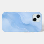 Zacht Blauw Marmer Abstract Patroon Case-Mate iPhone Case (Achterkant (horizontaal))