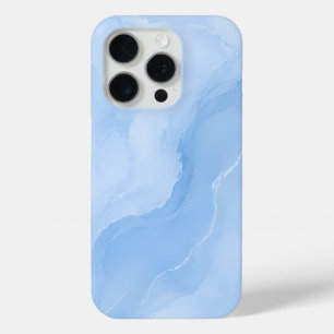 Zacht Blauw Marmer Abstract Patroon iPhone 15 Pro Case