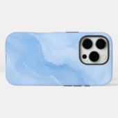 Zacht Blauw Marmer Abstract Patroon Case-Mate iPhone Case (Achterkant (horizontaal))
