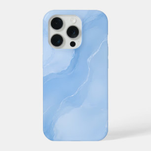 Zacht Blauw Marmer Abstract Patroon iPhone 15 Pro Case