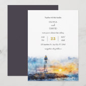 Zacht Blauw Nautische Sunset Lighthouse Strandbrui Kaart (Voorkant / Achterkant)