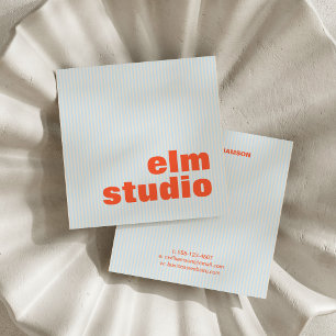 Zacht Blauw Oranje Gestreept Krachtig Vierkant Kle Vierkante Visitekaartje