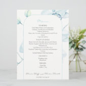 Zacht Blauw Orchidee Bruiloft Menu (Staand voorkant)