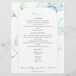 Zacht Blauw Orchidee Bruiloft Menu