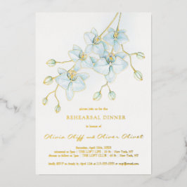 Zacht Blauw Orchidee repetitie diner Folie Uitnodiging