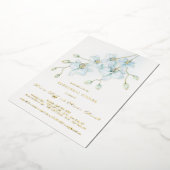 Zacht Blauw Orchidee repetitie diner Folie Uitnodiging (Gedraaid)