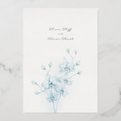 Zacht Blauw Orchidee repetitie diner Folie Uitnodiging (Achterkant)