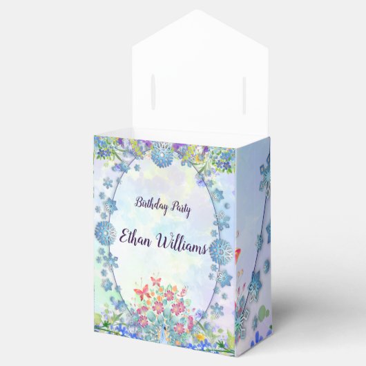 Zacht Blauw Pastel Paarse Hydrangea Ovaal Verjaard Bedankdoosjes (Geopend)