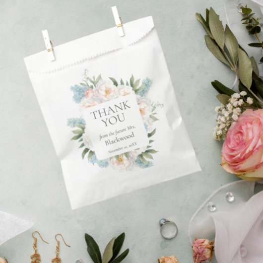 ZACHT BLAUW ROZE BLOEIENDE BLOEMEN BRUIDAL Dank u Bedankzakje