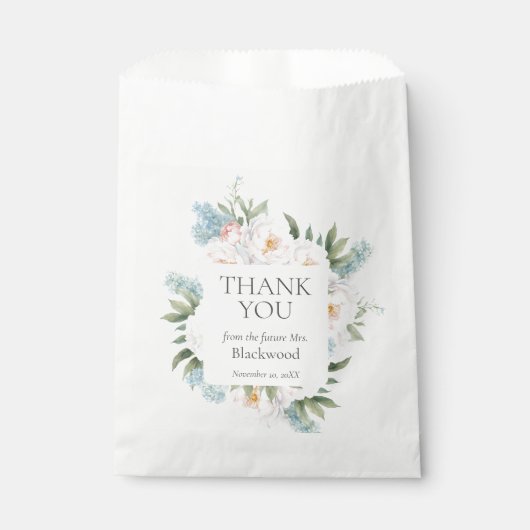 ZACHT BLAUW ROZE BLOEIENDE BLOEMEN BRUIDAL Dank u Bedankzakje (Voorkant)