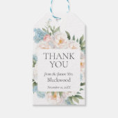 ZACHT BLAUW ROZE BLOEIENDE BLOEMEN BRUIDAL Dank u Cadeaulabel (Voorkant)