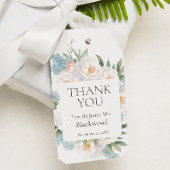 ZACHT BLAUW ROZE BLOEIENDE BLOEMEN BRUIDAL Dank u Cadeaulabel