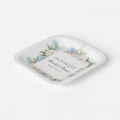 ZACHT BLAUW ROZE BLOEIENDE BLOEMEN BRUIDS MONOGRAM PAPIEREN BORDJE (Gebogen)