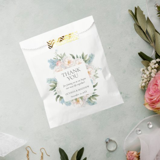 ZACHT BLAUW ROZE BLOEIENDE BLOEMEN BRUILOFT BEDANKZAKJE