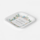 ZACHT BLAUW ROZE BLOEIENDE BLOEMEN MONOGRAM BRUILO PAPIEREN BORDJE (Gebogen)