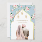 Zacht Blauw Roze Bloemen Anand Karaj Sikh Bruiloft Kaart (Voorkant)