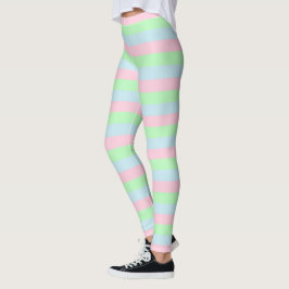 Zacht blauw, roze en groene strepen leggings