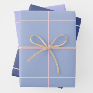 Zacht Blauw & Roze Rasterpatroon Inpakpapier Vel