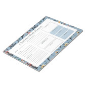 Zacht Blauw Rustiek Boho Waterverf Bloemen Custom Notitieblok (Schuin)