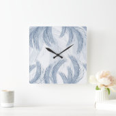 Zacht Blauw Veer Palm Bliss 1 Vierkante Klok (Huis)