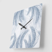 Zacht Blauw Veer Palm Bliss 1 Vierkante Klok (Hoek)