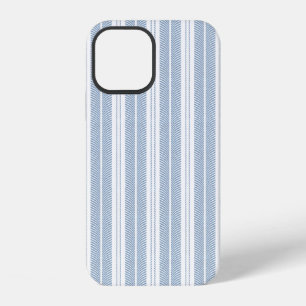 Zacht Blauw Visgraat Varens Gestreept Patroon iPhone 12 Hoesje