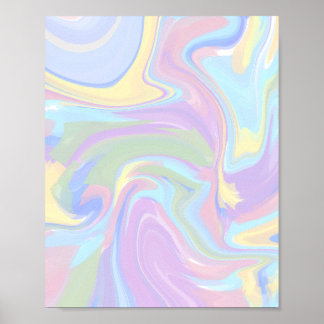 Zacht Blauw Vloeiend Abstract Poster