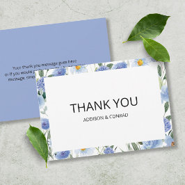 Zacht blauw Waterverf Botanische bruiloft Bedankkaart
