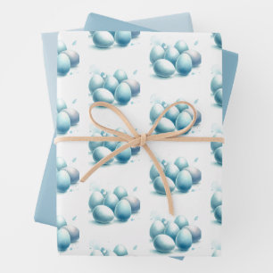 Zacht blauw Waterverf paaseieren inpakpapier Vel