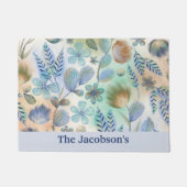 Zacht Blauw Wildflower Botanische Bloemen Deurmat (Voorkant)