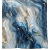 Zacht blauw wit marmer met goud douchegordijn (Voorkant)