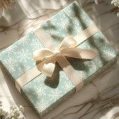 Zacht Blauw Wit Sneeuwvlok Kerstmis Cadeaupapier