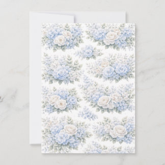 Zacht Blauw Witte Bloem Boeket Patroon Romantisch Kaart